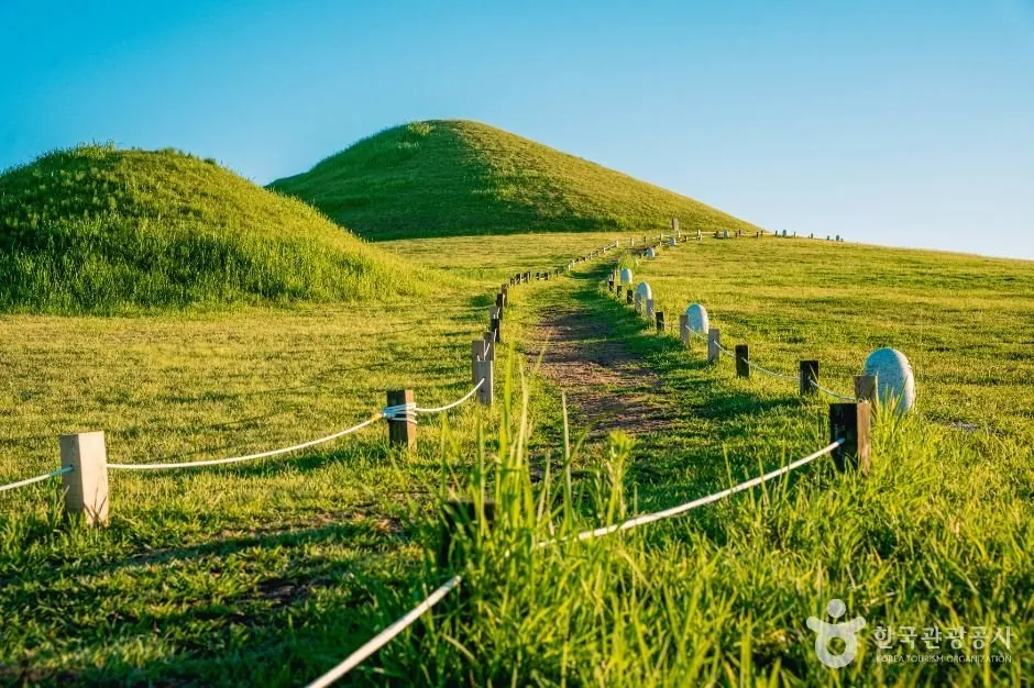 고성 송학동 고분군 산책로와 봉분